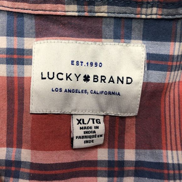 Lucky Brand Men Short Sleeve Cotton Button Shirt Top Size Extra Large M107 -17 - Picture 5 of 16